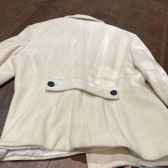 Tommy Hilfiger cream colored pea coat with black buttons. - Picture 5 of 8